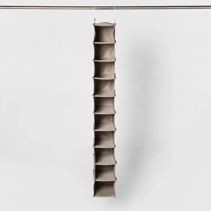 10 Shelf Hanging Shoe Storage Organizer Gray – Room Essentials™ Closet Rod Hanging Shoe Rack, Holds 10 Pairs, Fabric