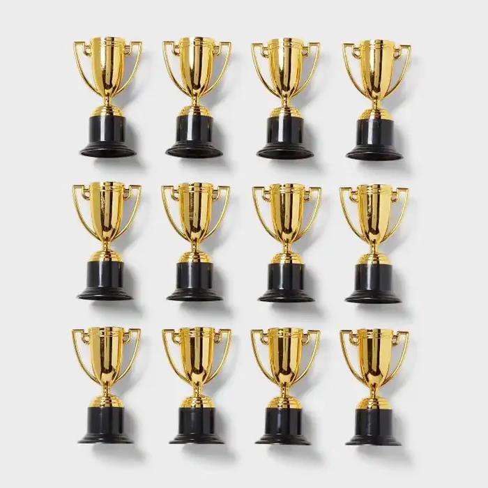 12ct Mini Trophy Party Favors Gold/Black – Spritz™ Inexpensive School Spirit Birthday Decor for Kids