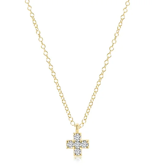 14KT GOLD AND DIAMOND SIGNATURE CROSS NECKLACE