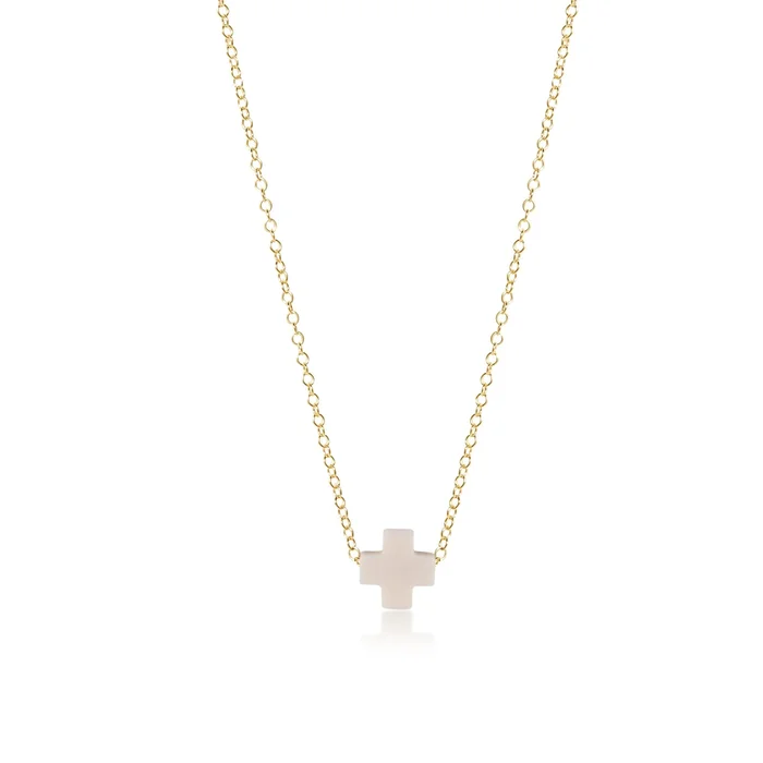 16″ NECKLACE GOLD – SIGNATURE CROSS OFF- WHITE