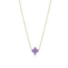 16” NECKLACE GOLD- SIGNATURE CROSS PURPLE