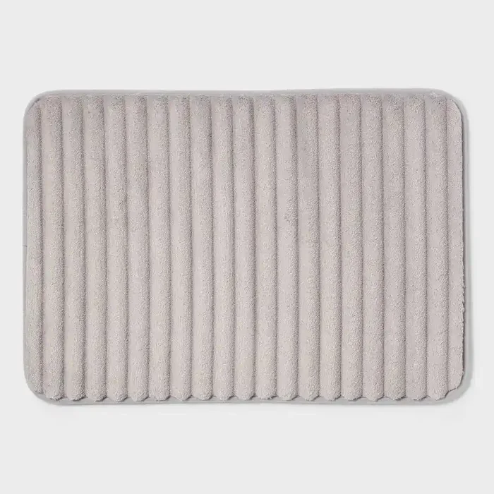 17″x24″ Ribbed Cushion Foam Bath Rug Light Gray – Room Essentials™