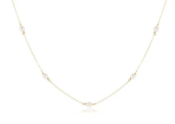 17 Inch Choker Simplicity Chain Gold 4mm Pearl
