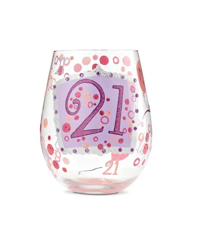 21 Hand painted Stemless Wine Glass