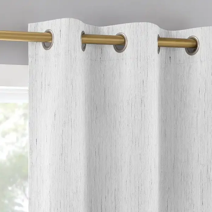 2pc 37″x84″ Sun Zero Halleck Vertical Strie 100% Blackout Grommet Curtain Panel Pair Pearl Modern Thermal Insulated