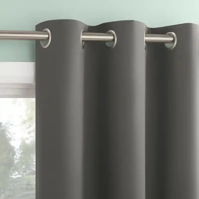 2pc 37″x84″ Sun Zero Tedrow 100% Blackout Grommet Curtain Panel Pair Gray Modern Energy Efficient, Noise Reduction, Thermal Insulated