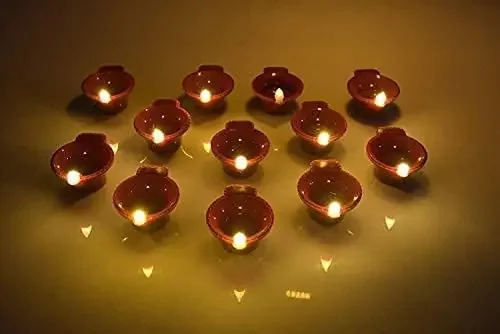 2VRN LED Plastic Diya for Eco-Friendly Diwali Decorations Pack of 12Pec LED Light Water Sensor Diyas