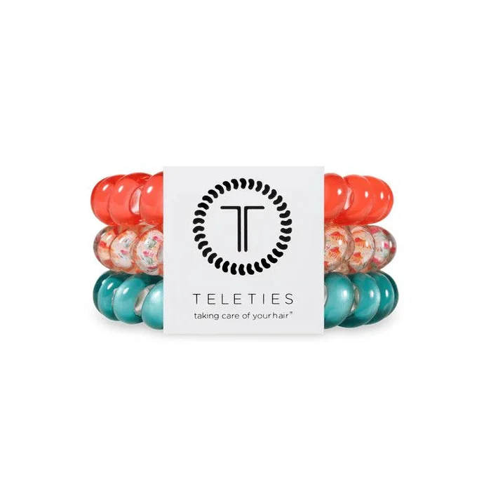 3 Pack Hair Ties Large Coral Craze