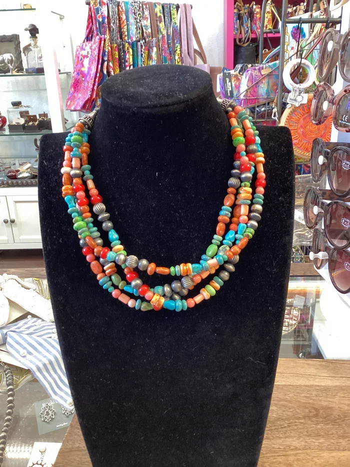 4 Strand Multi – Stone Necklace