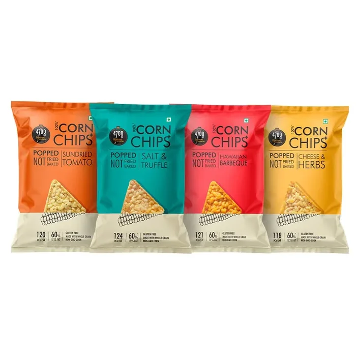 4700BC Chips+, Assorted Flavour (Sundried Tomato, Salt & Savoury Truffle, Hawaiian Barbeque, Cheese & Herbs), Popped, 100% Corn-Based (Pack Of 4) – 55 Gm