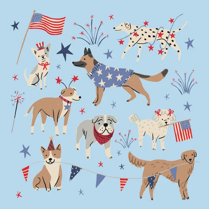 4th of July Patriotic Cocktail Napkins | Patriotic Dogs