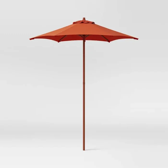 6‘ Round Solid Monochrome Outdoor Patio Market Umbrellas Red with Red Pole – Room Essentials™