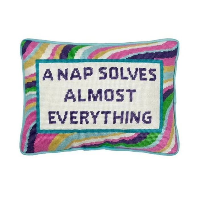 A NAP SOLVES NEEDLEPOINT PILLOW