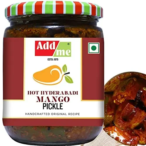 Add me Mango Pickle in Garlic Ginger Masala 500g Hot Hyderabadi South Indian aam ka achar Glass Pack