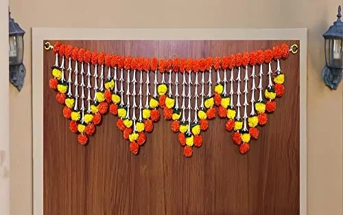 afarza Toran for Main Door Latest Home Decoration Entrance Hanging Handmade Bandarwal Atificial Marigold Flower Garlands 23140MN