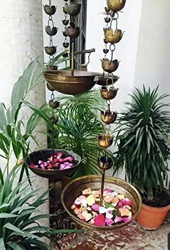 AGAAS ENTERPRISES Golden Hanging Urli Bowl Showpiece for Flowers & Floating Candles Decorative Traditional Bowl Home Diwali Decoration Items & Diwali Gifts Set of 1
