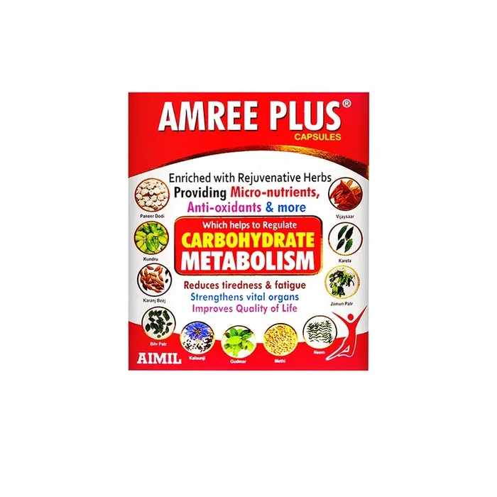 AIMIL Amree Plus Capsules Ayurvedic Medicine Blood Sugar Tabb. Natural Care 20 Capsules