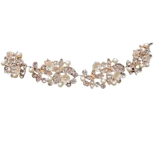 Alamodey Gold Tiara For Women Wedding Party Bridal Fancy Hair Clip Headband Hair Accessories Wedding Tiara