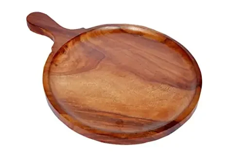 All About Wood Pizza/Snack Serving Tray Plate For Kitchen/Home Dinning/Restaurants – 14 Inches Rosewood-Handpaint