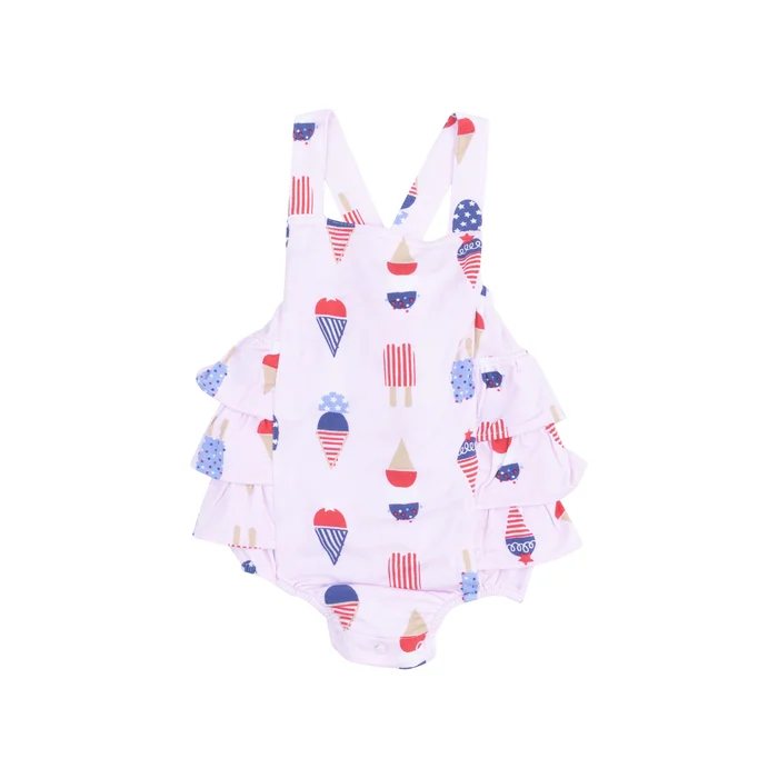 AMERICAN ICE CREAM PINK RUFFLE SUNSUIT