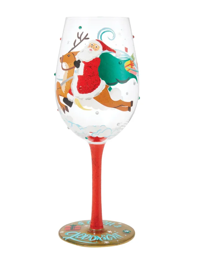 And To All A Good Night Hand Painted Wine Glass
