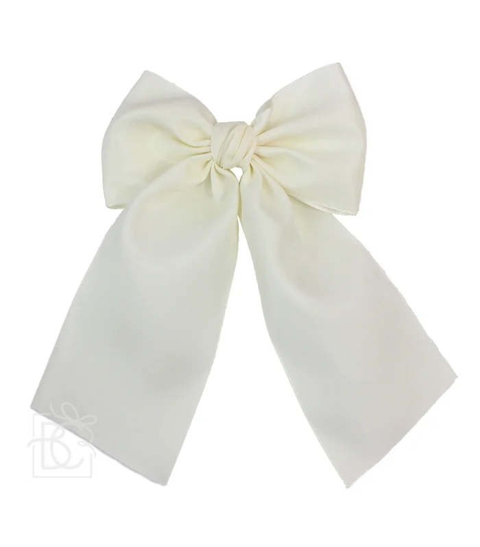 ANTIQUE WHITE OPAQUE SATIN BOW WITH TAILS