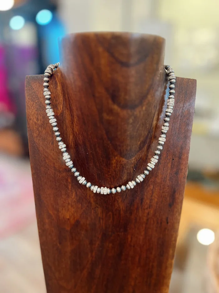 Antiqued Sterling Bead Necklace – Glitter