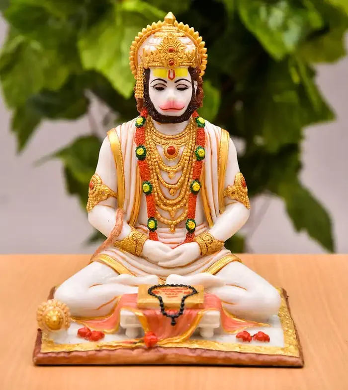 Archna Handicraft Polyresin Bhagwan Hanuman Ji Marble Dust syntheric for Pooja Room I Home Temple Decoration Items I God Idols I Statue I Showpiece (8 x 6 x 5.5 Inches)