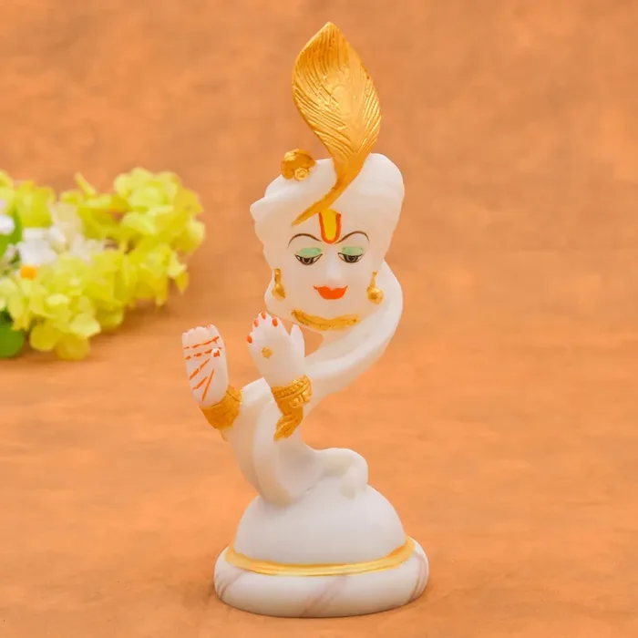 Archna Handicraft Polyresin Hand Printed Krishna for Pooja Room Figurine Idol Statue for Home Decor (11 x 4 Inches)