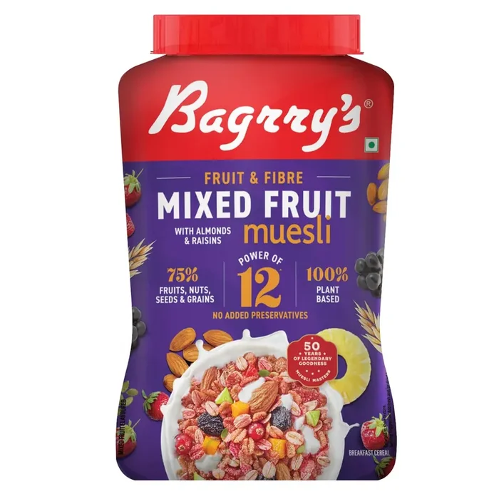 Bagrry‘s Fruit N Fibre Muesli, Mixed Fruit, 1000g