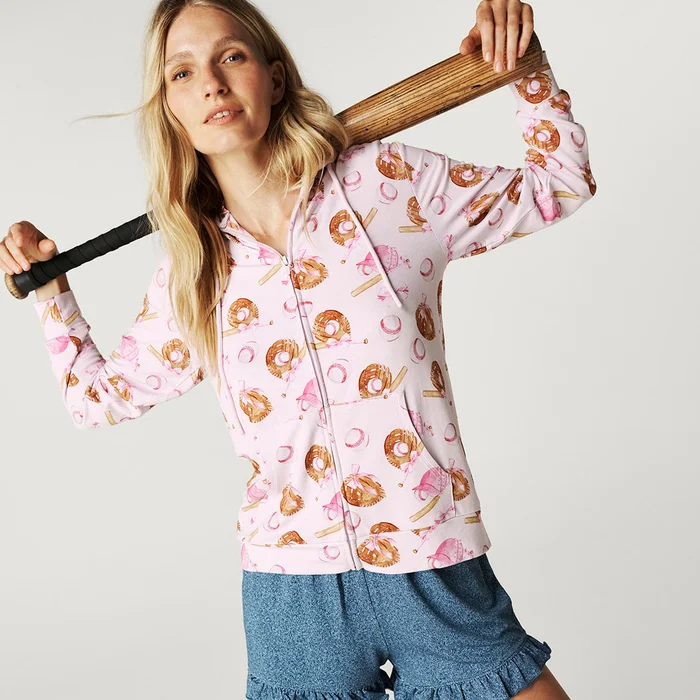 Baseball Pink Women’s Zip Hoodie | Dorothy
