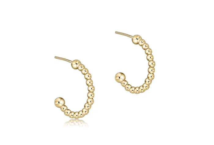 BEADED CLASSIC 1″ POST HOOP – 2MM GOLD