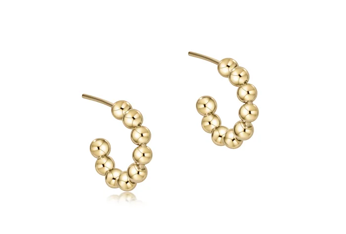 BEADED CLASSIC 1″ POST HOOP – 4MM GOLD