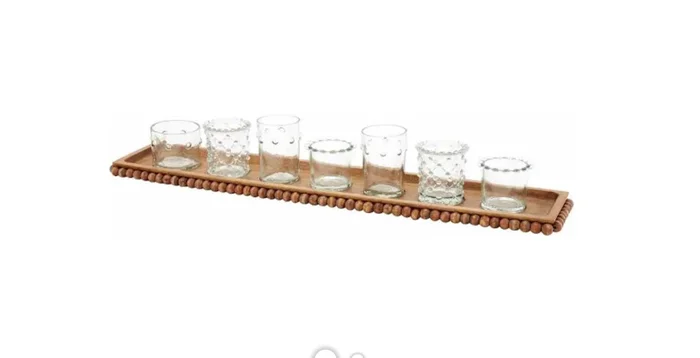 Beaded Wooden Votive Tray