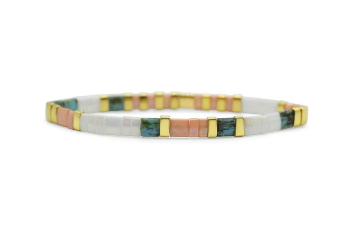 Beautiful Morse Code Tila Beaded Bracelet – Prizeworthy Peach