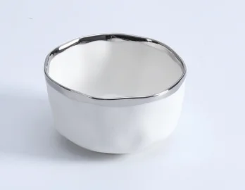 BIANCA WHITE & SILVER SNACK BOWL