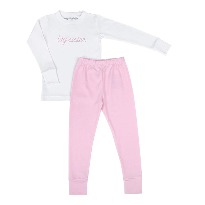 Big Sister Embroidered Long Pajamas: 4T