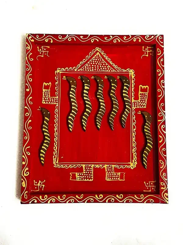 BIKANER GANGAUR IDOL Handmade Wooden Naagpanchmi Pooja Pata for Indian Festival