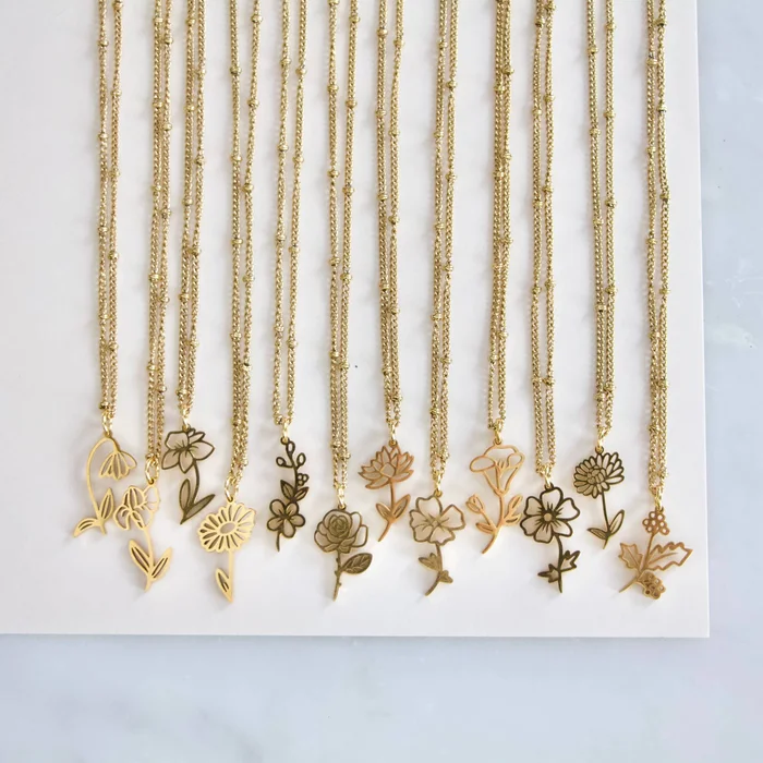 Birth Flower Necklaces – Waterproof