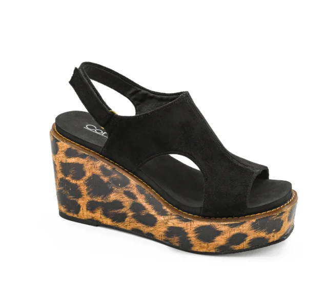 Black Faux Suede Freddie Wedges – Corkys