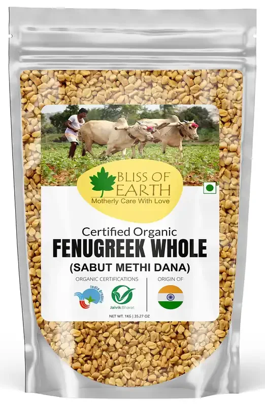 Bliss of Earth Organic Whole Fenugreek Seeds Sabut Methi 1kg