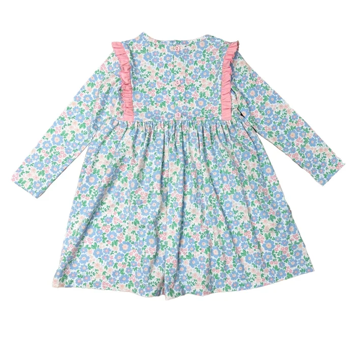 BLUE & PINK HAPPY FLORAL DRESS