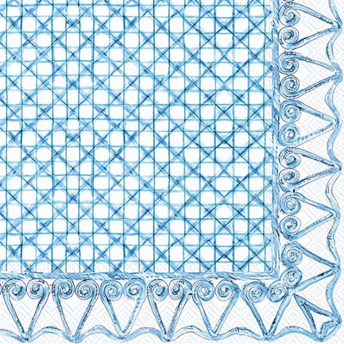 BLUE BOTANICAL CANE COCKTAIL NAPKIN