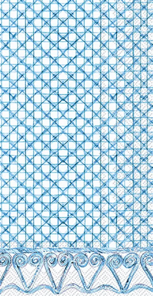 BLUE BOTANICAL CANE GUEST TOWEL