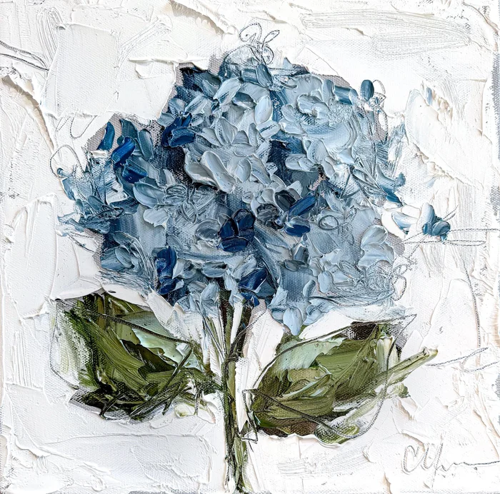 Blue Hydrangea XIX | 12″ h x 12″ w | Oil
