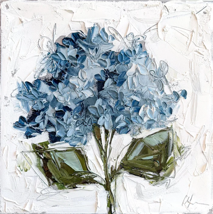 Blue Hydrangea XXI | 12″ h x 12″ w | Oil