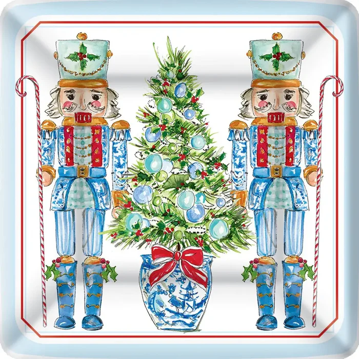 BLUE NUTCRACKERS SQUARE DESSERT PLATES