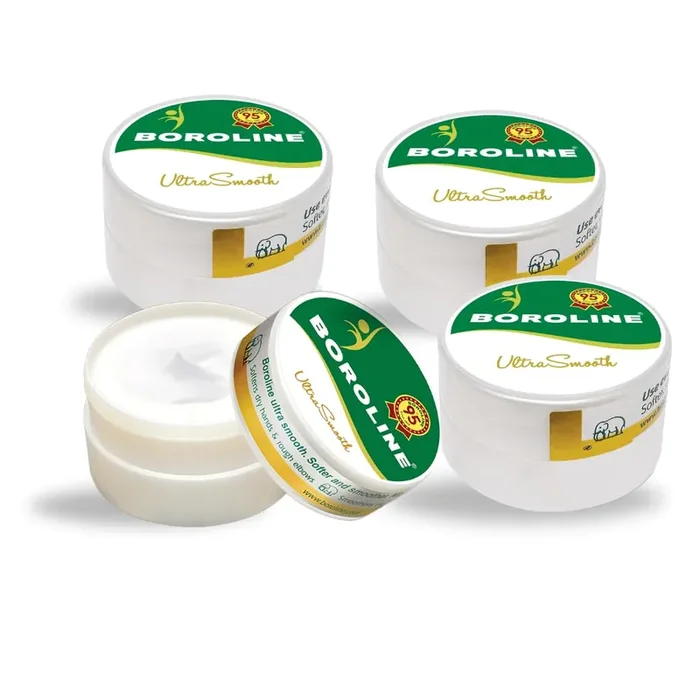 Boroline Ultra Smooth Night Cream for Dry Skin 40 gm X 4 plus FREE Bo Body Lotion Trial Pack 7ml x 4 Moisturizes & Repairs Dry Rough Chapped Skin (Pack of 8)