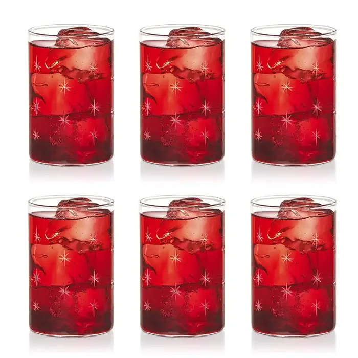 Borosil 295ml 6pc Vision Galaxy Cut Design Medium Drinking Glass Set Made in India Borosilicate Glass Tumblers for Water, Cold Drinks, Juice Microwave & Dishwasher Safe for Dailyuse & Gifting