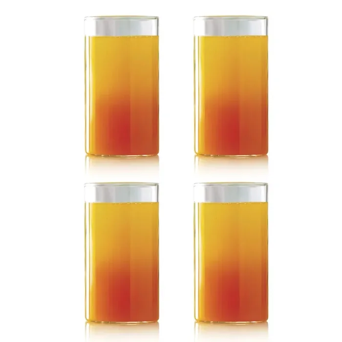 Borosil 350ml 4pc Vision Transparent Large Glass Set Made in India Borosilicate Glass Tumblers for Drinking Water, Cold Drinks Flame Proof, Microwave & Dishwasher Safe for Daily use & Gifting